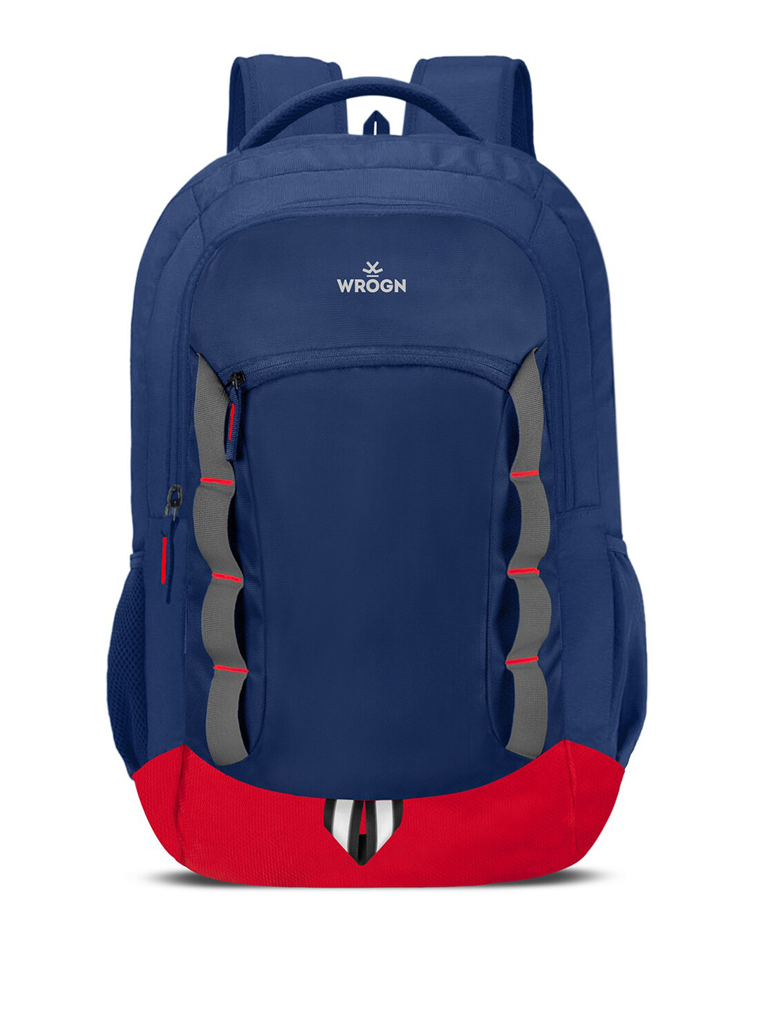 

WROGN Unisex Colourblocked Embroidered Backpack, Navy blue