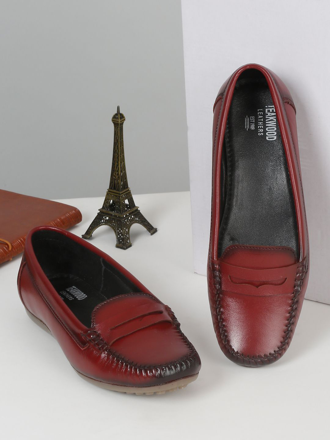 

Teakwood Leathers Women Solid Leather Loafers, Red