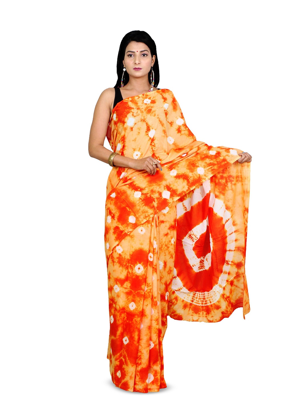 

THE FAMILIAR HANDICRAFTS Tie and Dye Pure Cotton Ikat Saree, Red
