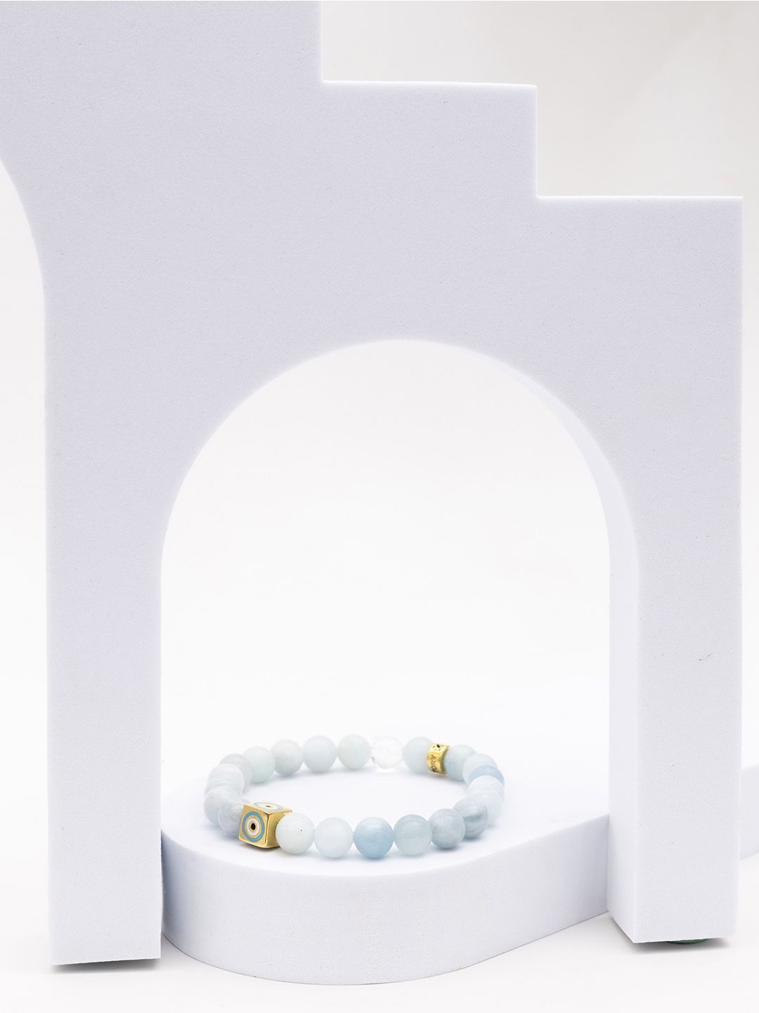 

Stone Story By Shruti Unisex Aquamarine Handcrafted Rhodium-Plated Bracelet, Blue