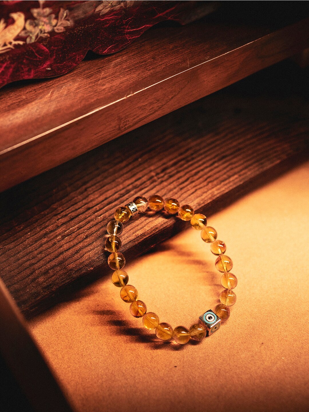 

Stone Story By Shruti Unisex Citrine Handcrafted Rhodium-Plated Bracelet, Yellow
