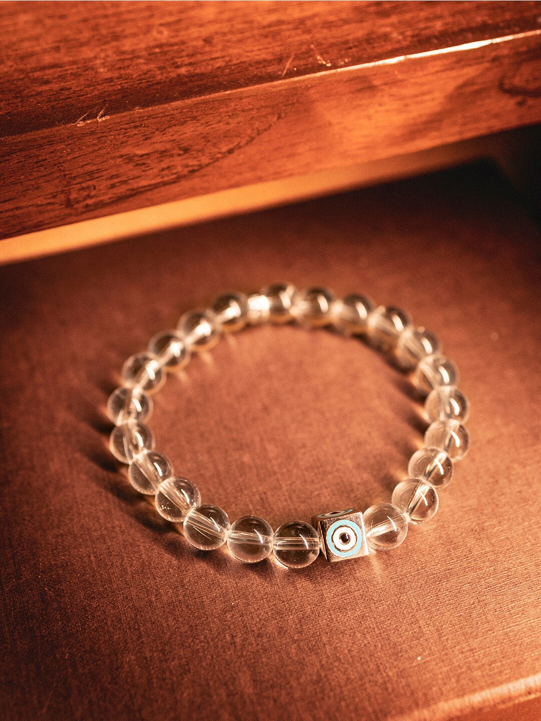 

Stone Story By Shruti Unisex Handcrafted Rhodium-Plated Bracelet, Transparent