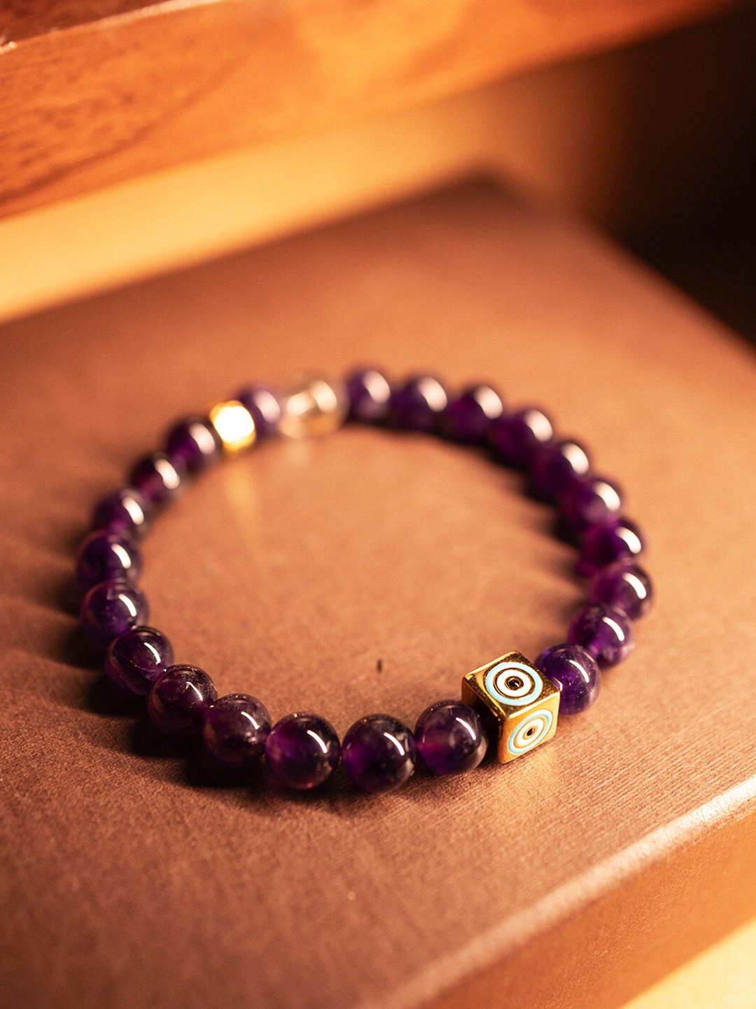

Stone Story By Shruti Unisex Amethyst Rhodium-Plated Bracelet, Purple