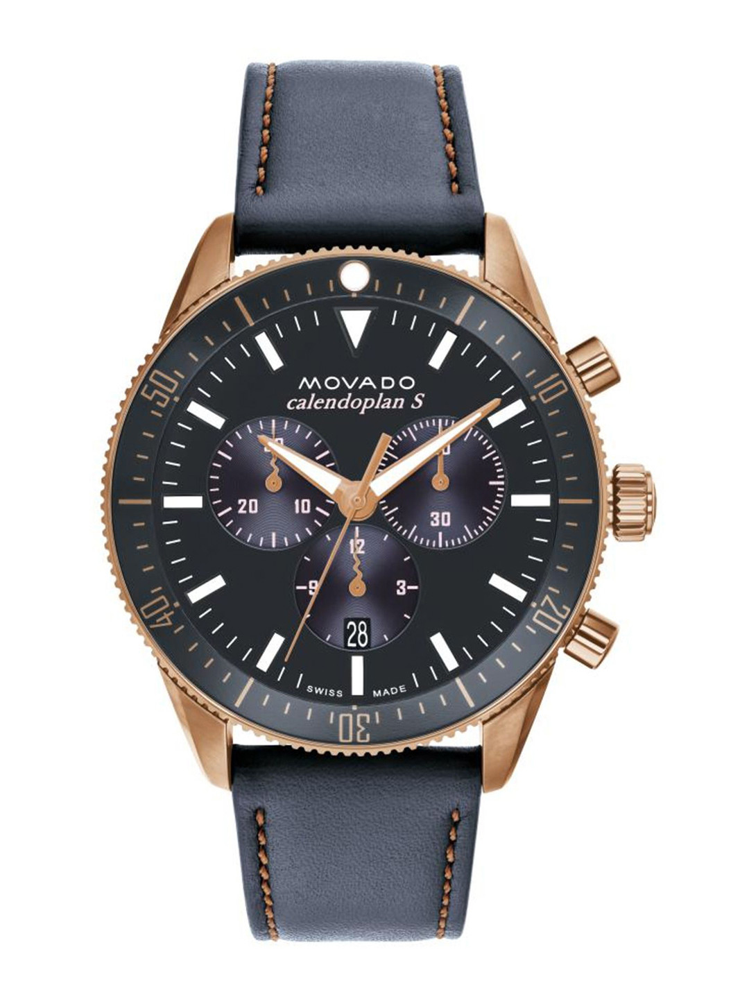

MOVADO Men Brass Dial & Stainless Steel Straps Analogue Chronograph Watch 3650168, Grey
