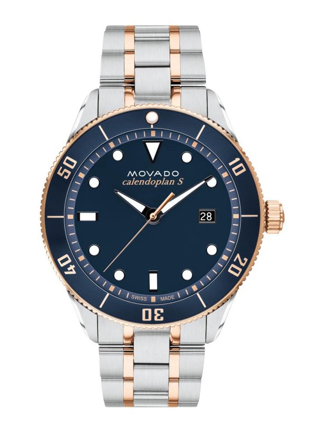 

MOVADO Men Brass Dial & Stainless Steel Bracelet Style Straps Multi Function Watch 3650185, Blue