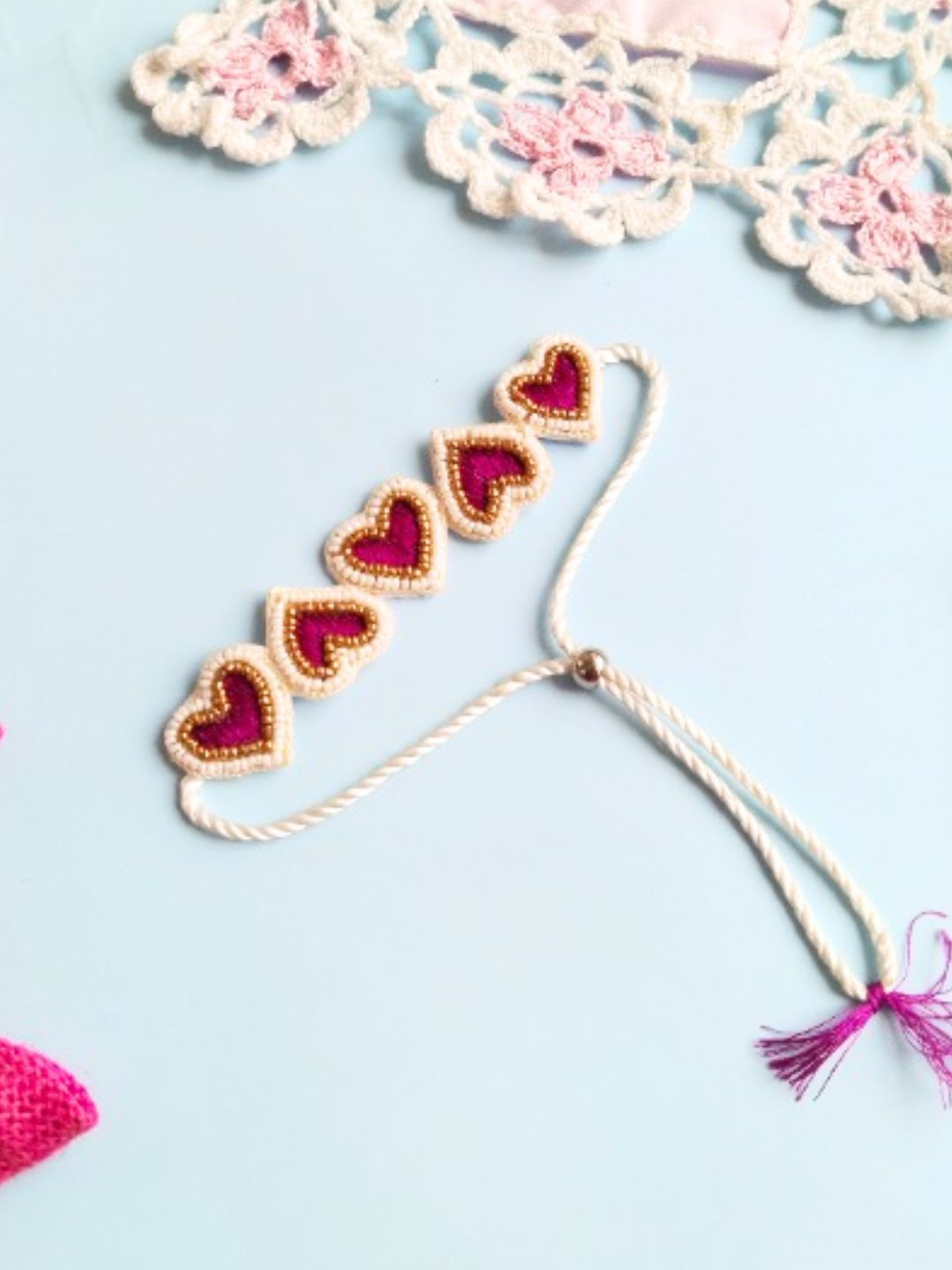 

Sangria Beaded Detail Wraparound Rakhi, Red