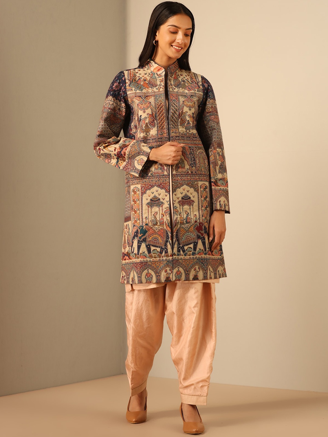 

DUSALA INDIA Women Floral Woollen Bomber with Embroidered Jacket, Brown