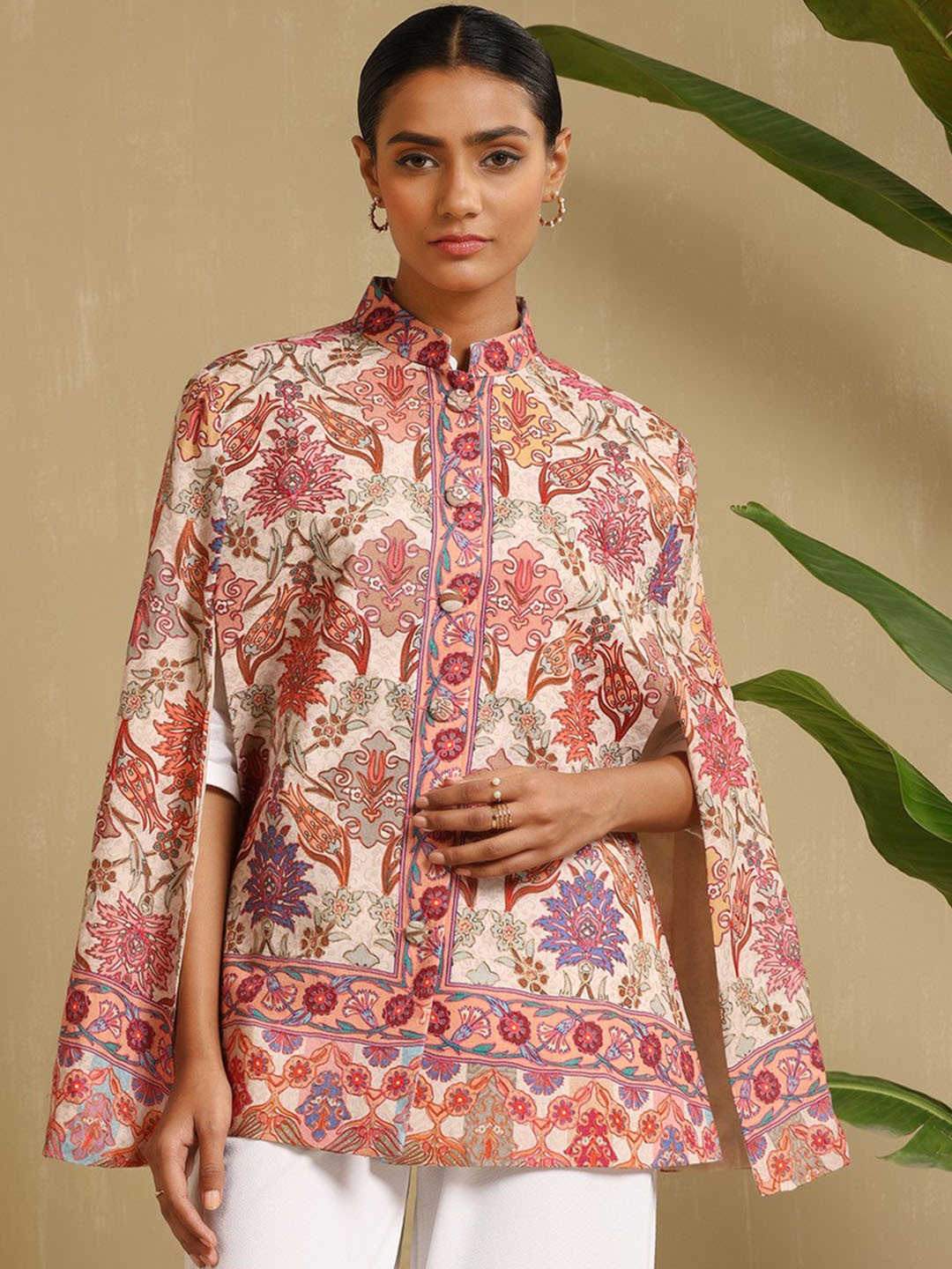 

DUSALA INDIA Women Floral Woollen Crop Tailored Jacket, Red