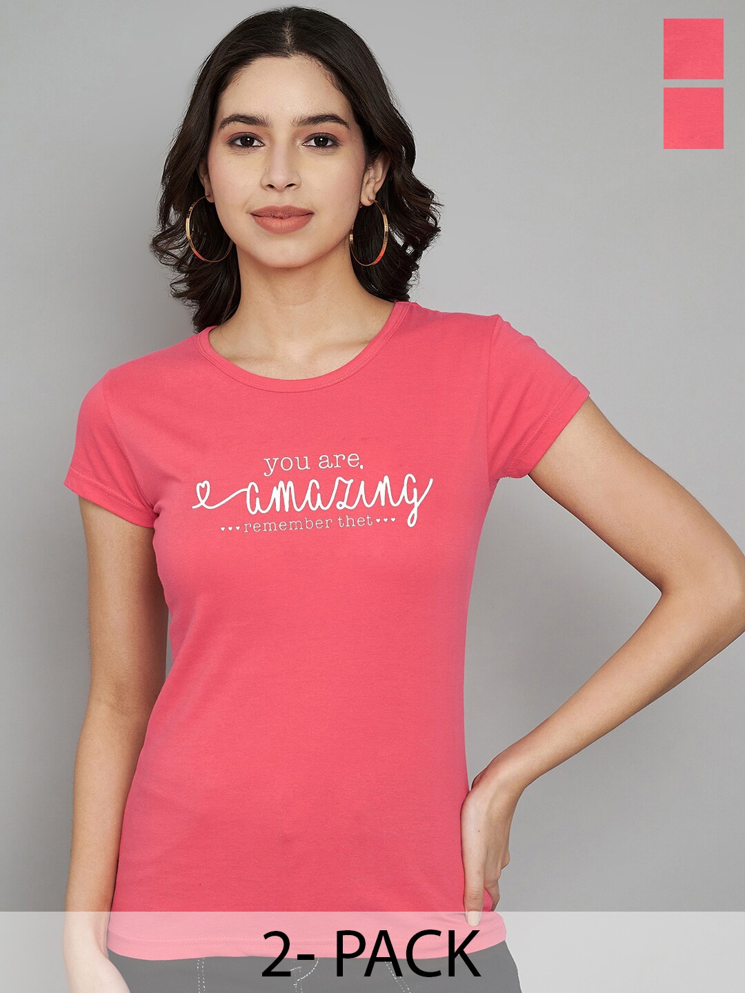 Trend Level Women Typography 2 Printed T-shirt, Coral