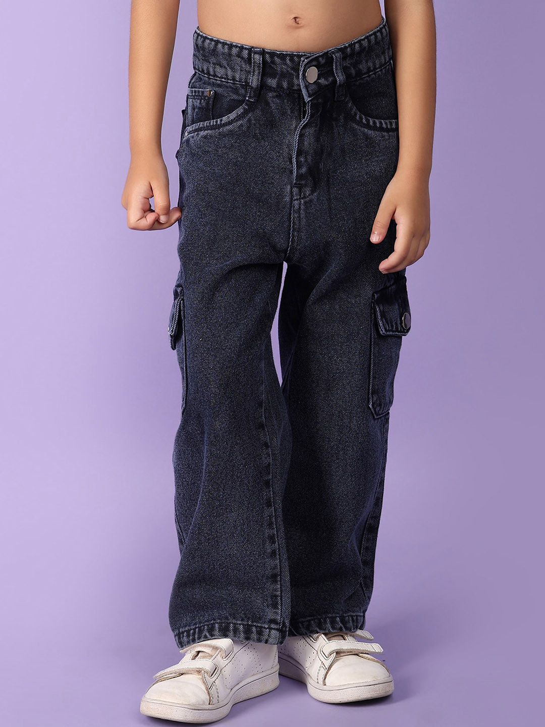 

V-Mart Girls Denim Mid-Rise Low Distress Jeans, Blue