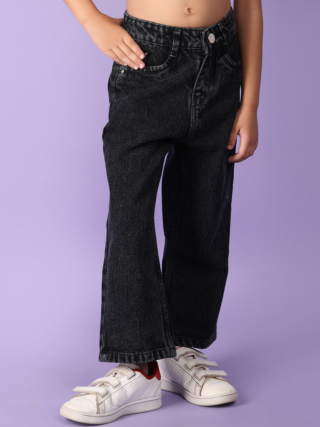 

V-Mart Girls Low Distress Jeans, Black