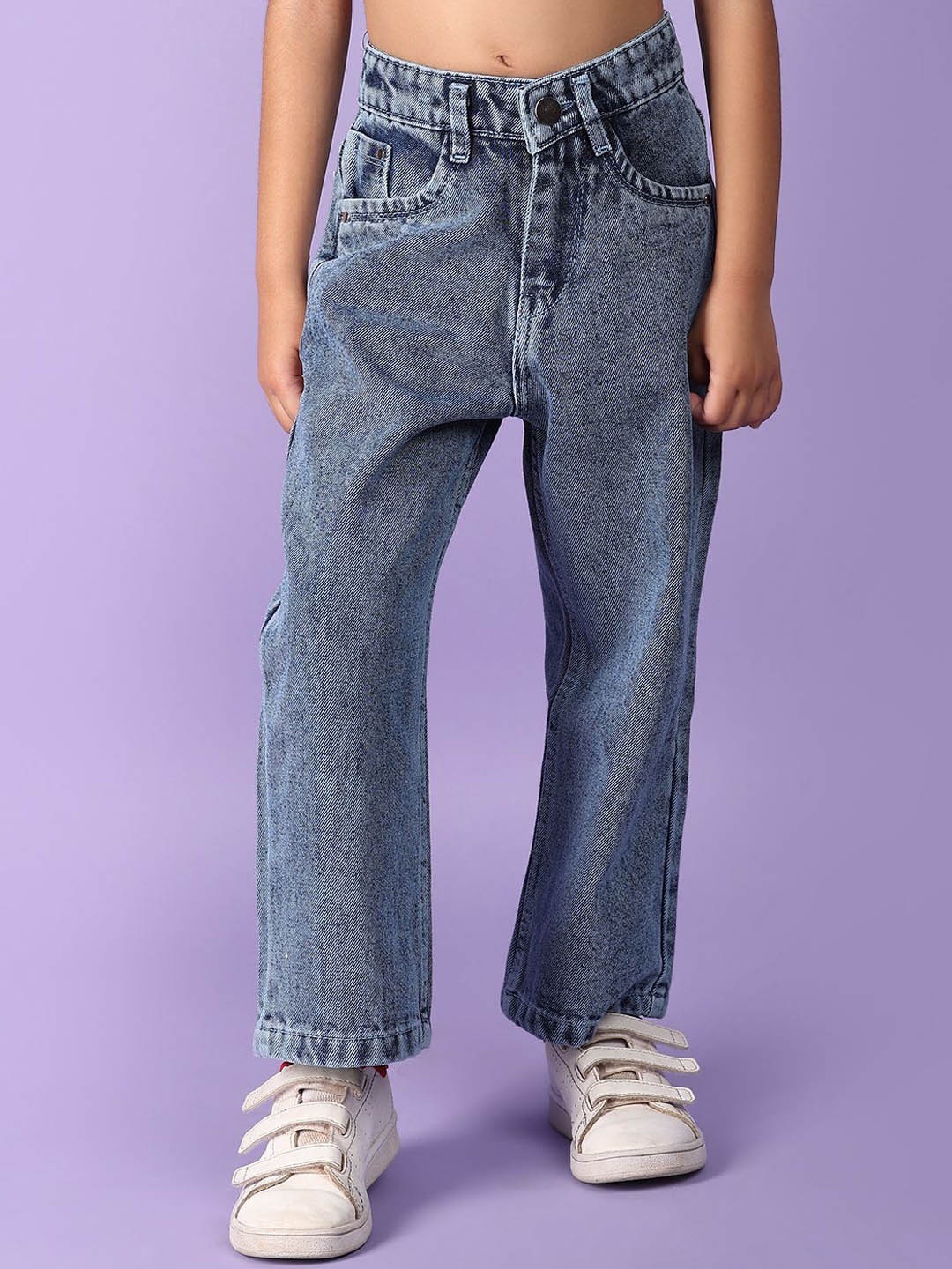 

V-Mart Girls Low Distress Heavy Fade Jeans, Blue