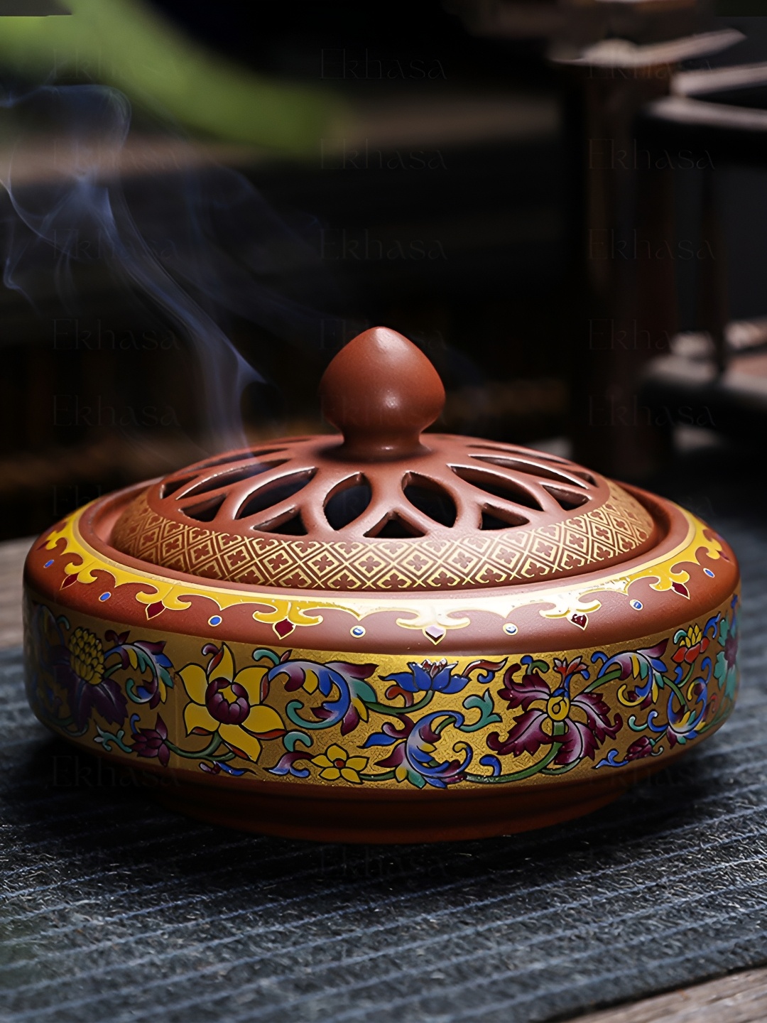 

Ekhasa Brown Textured Ceramic Incense Stick Holder