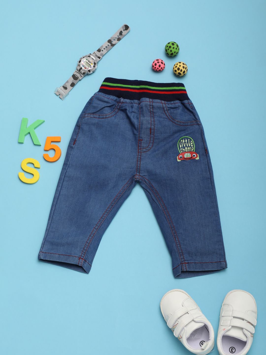 

V-Mart Unisex Kids Slim Fit Mid-Rise Jeans, Blue