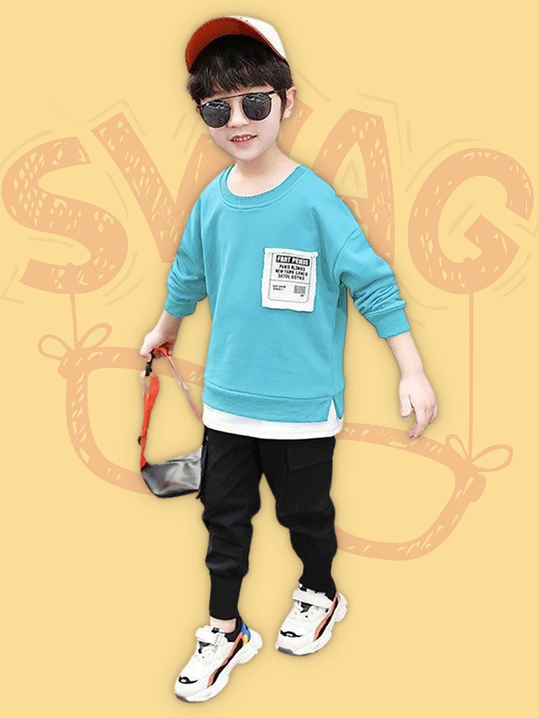 

BAESD Boys Printed T-shirt with Trousers, Blue