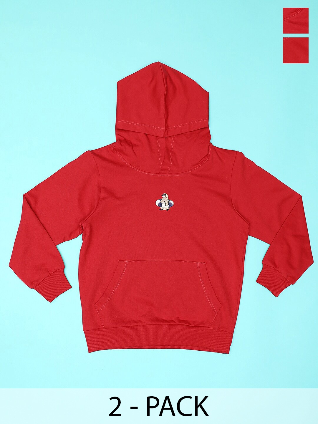 

Hoop Boys Pack Of 2 Hooded Ribbed Cotton Pullover Sweatshirts, Red