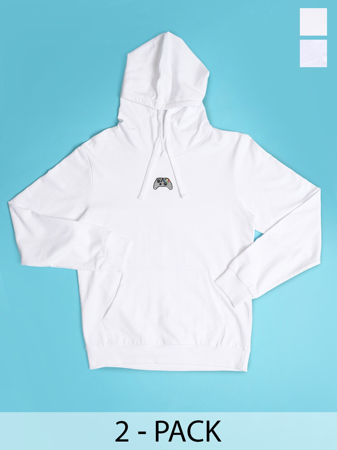 

Hoop Boys Pack Of 2 Hooded Ribbed Cotton Pullover Sweatshirts, White