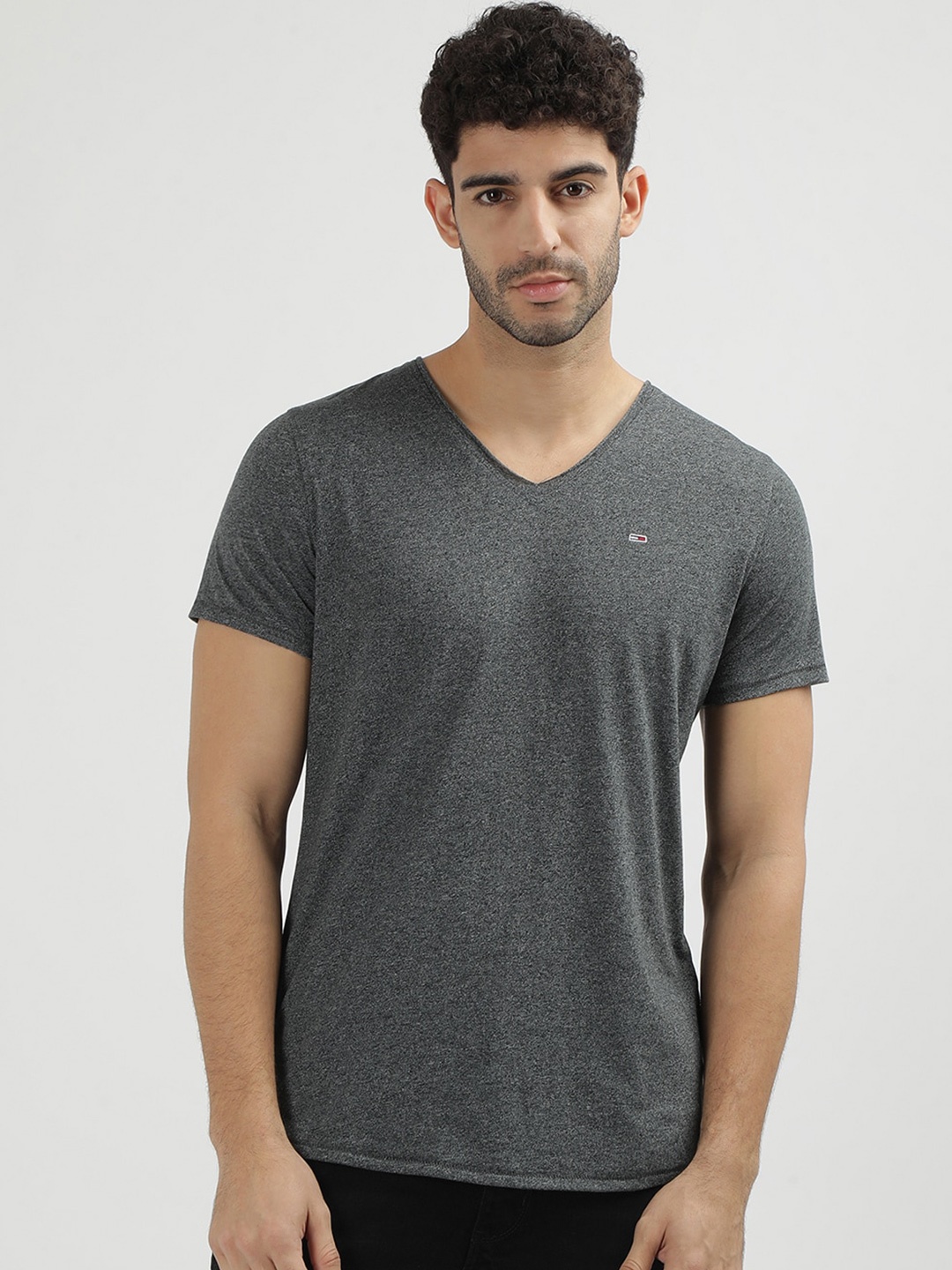 

Tommy Hilfiger Men V-Neck Pockets Slim Fit T-shirt, Grey