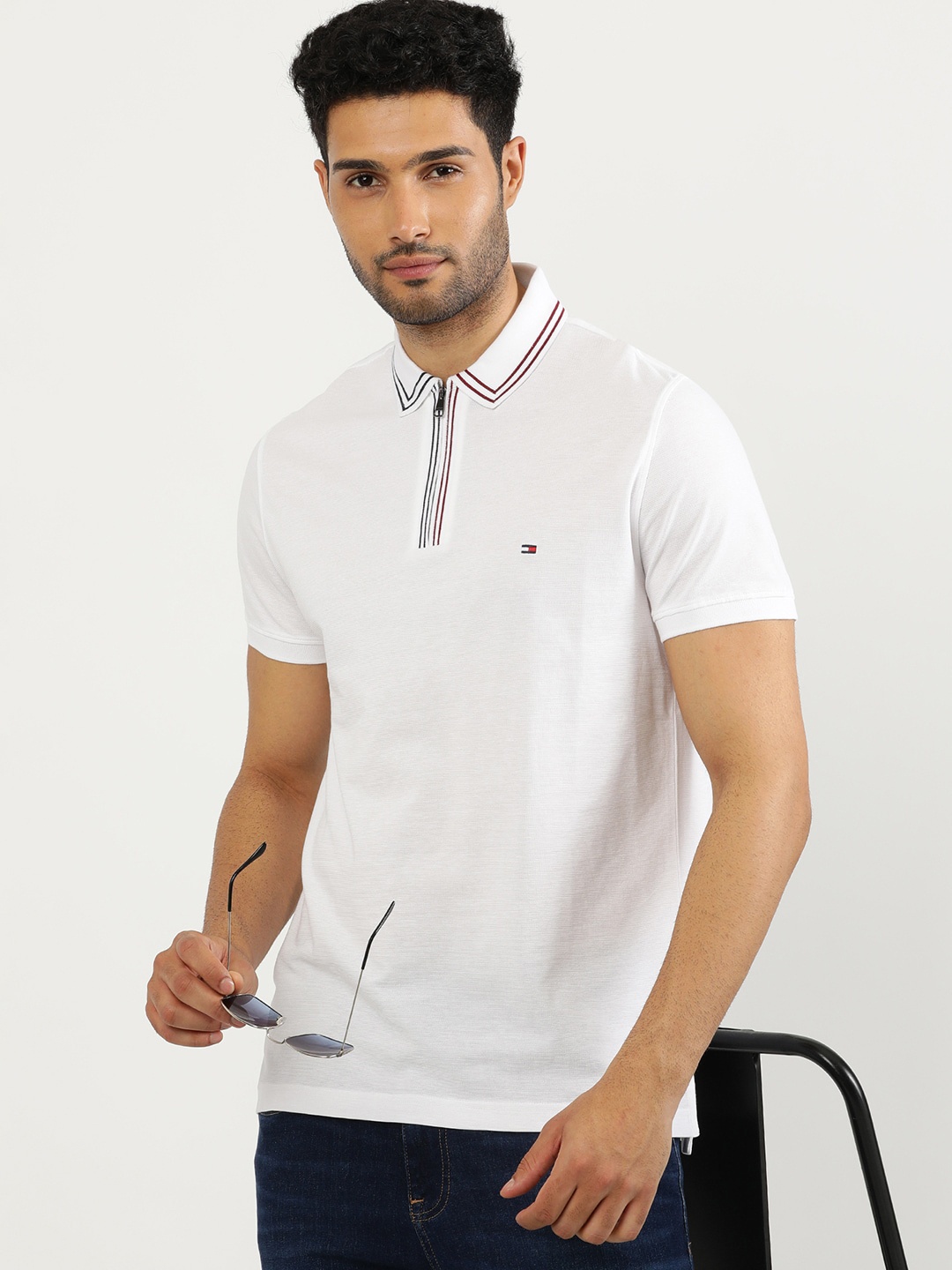 

Tommy Hilfiger Solid Men Polo Collar Pockets T-shirt, White