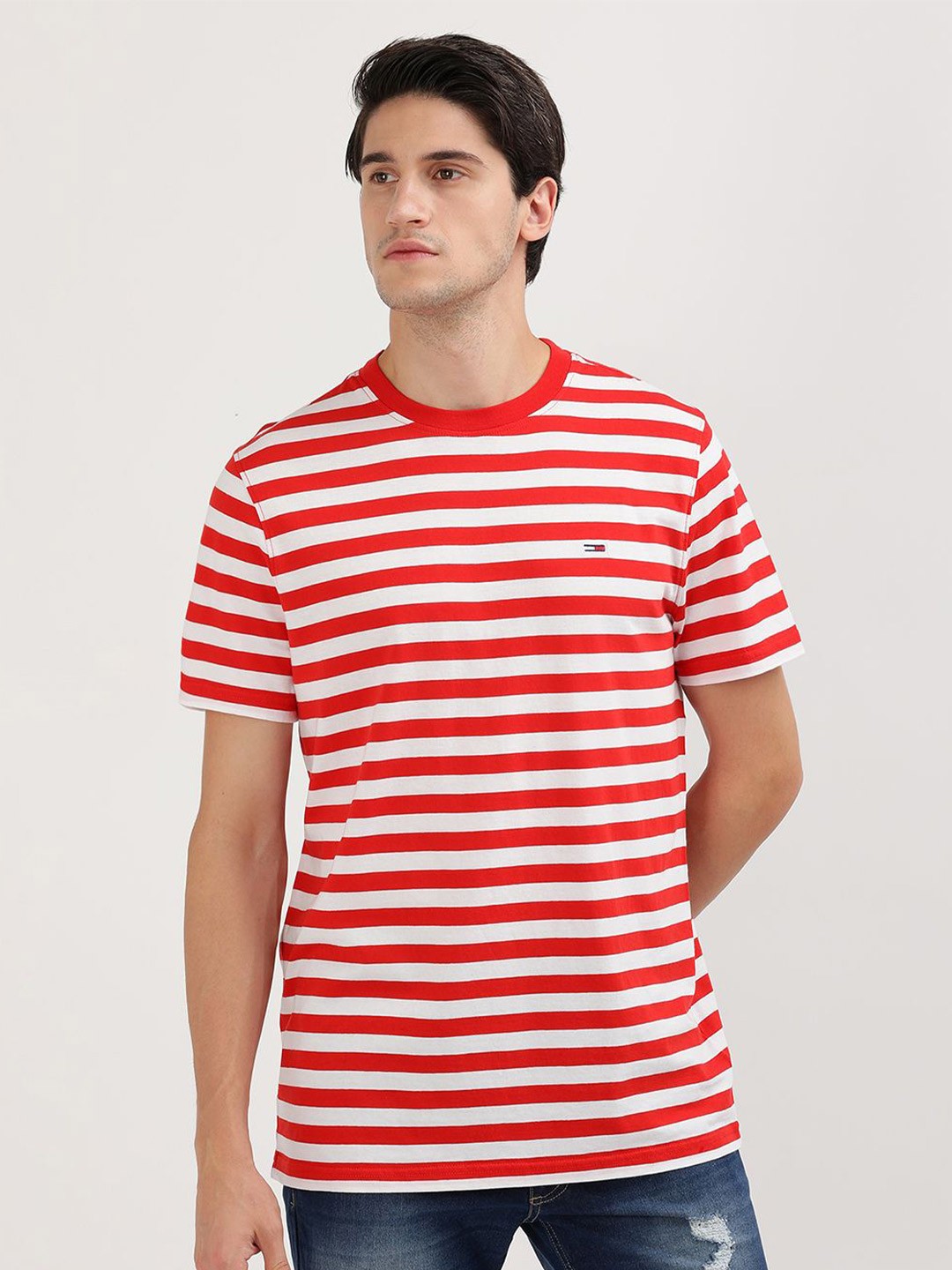 

Tommy Hilfiger Men Striped Slim Fit T-shirt, Red