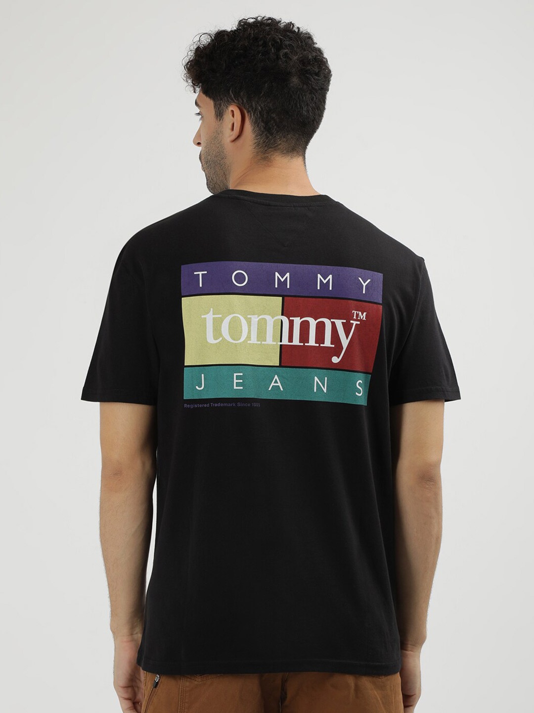 Tommy Hilfiger Men Solid Typography Applique T-shirt, Black