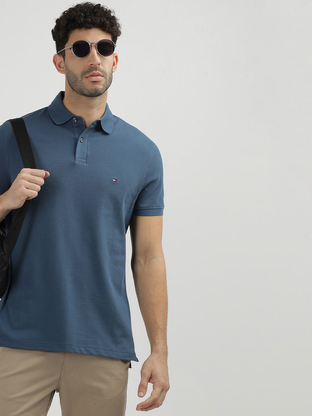 

Tommy Hilfiger Polo Collar Short Sleeves Slim Fit Cotton T-shirt, Blue