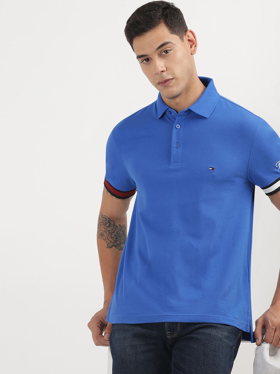 

Tommy Hilfiger Men Polo Collar Pockets Slim Fit T-shirt, Blue