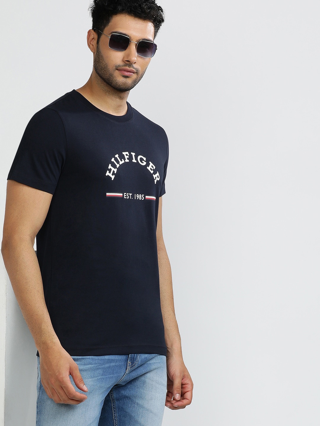 

Tommy Hilfiger Men Round Neck Typography T-shirt, Blue