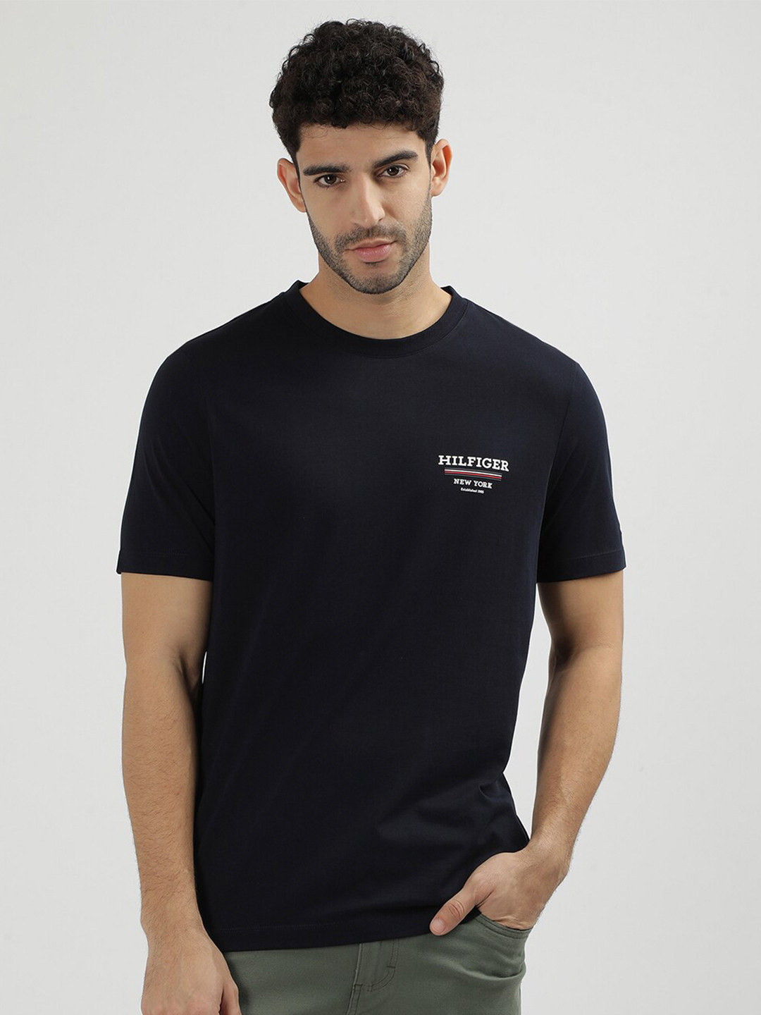 

Tommy Hilfiger Round Neck Short Sleeves Regular Fit Cotton T-shirt, Blue