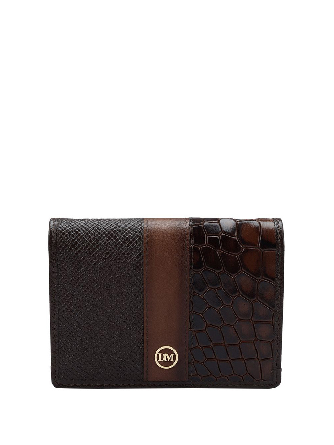 

Da Milano Unisex Textured Leather Two Fold Wallet, Brown