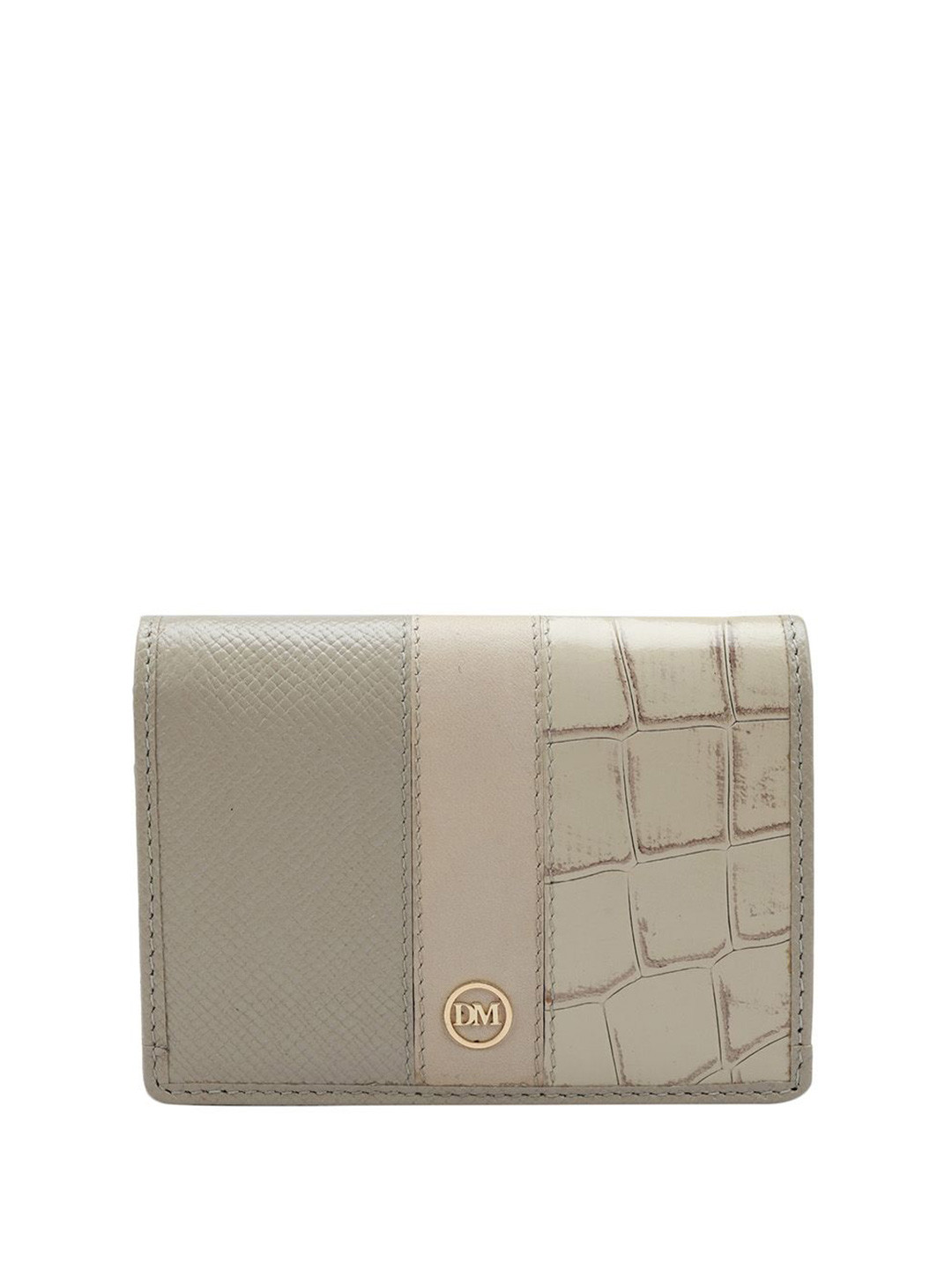 

Da Milano Unisex Textured Leather Two Fold Wallet, Grey