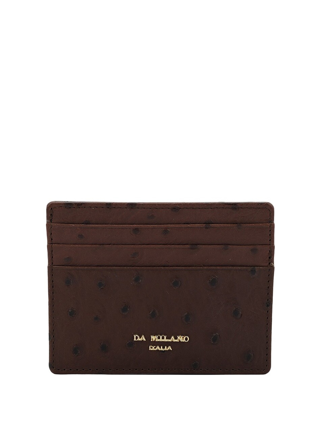 

Da Milano Unisex Ethnic Motifs Leather Card Holder, Brown