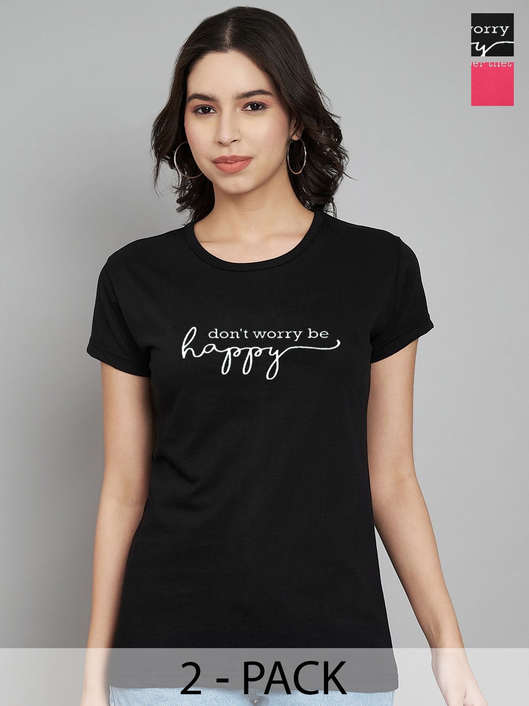 Trend Level Women Typography 2 Printed Pockets T-shirt, Magenta