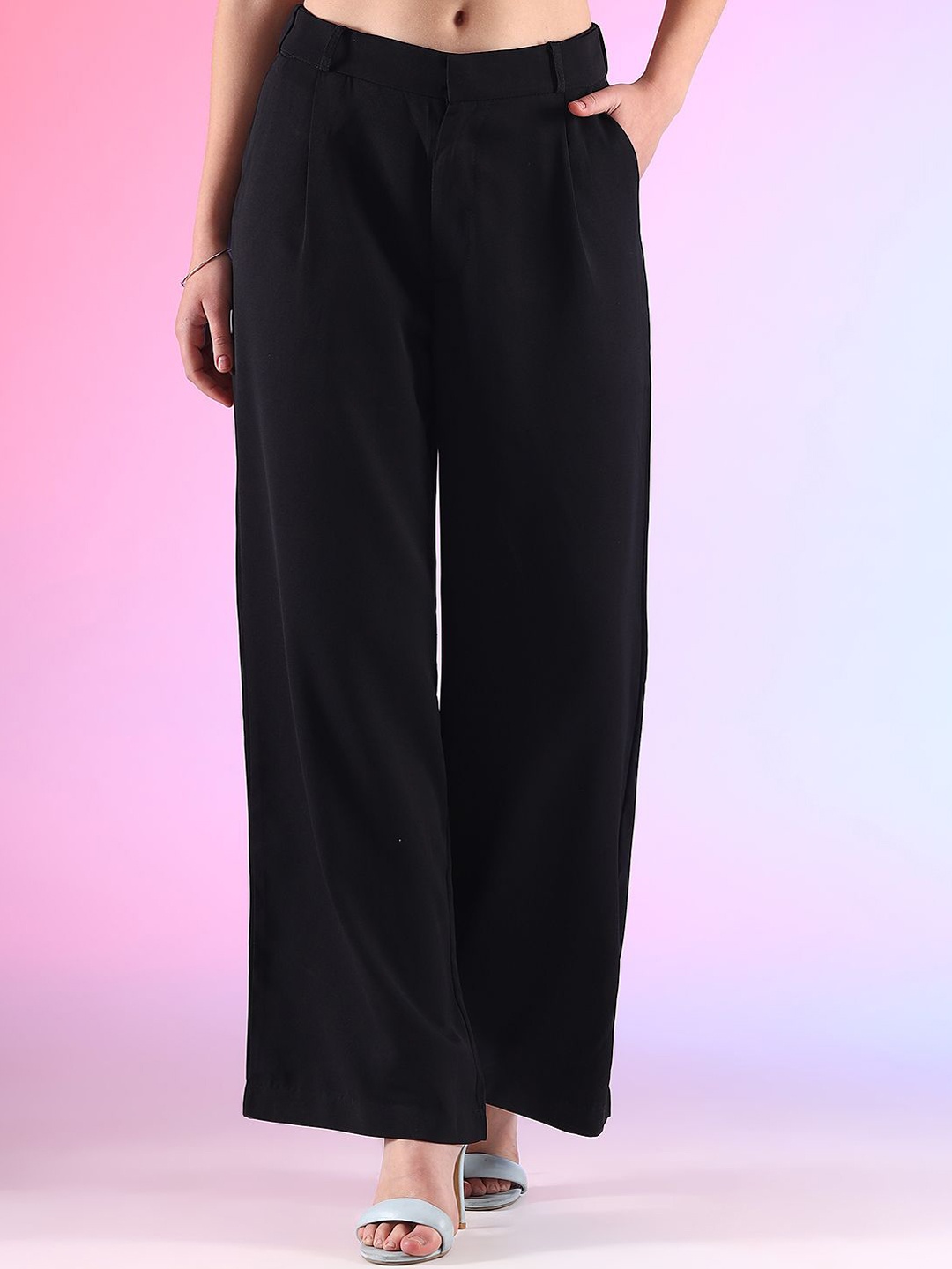 

BAESD Women High-Rise Trousers, Black