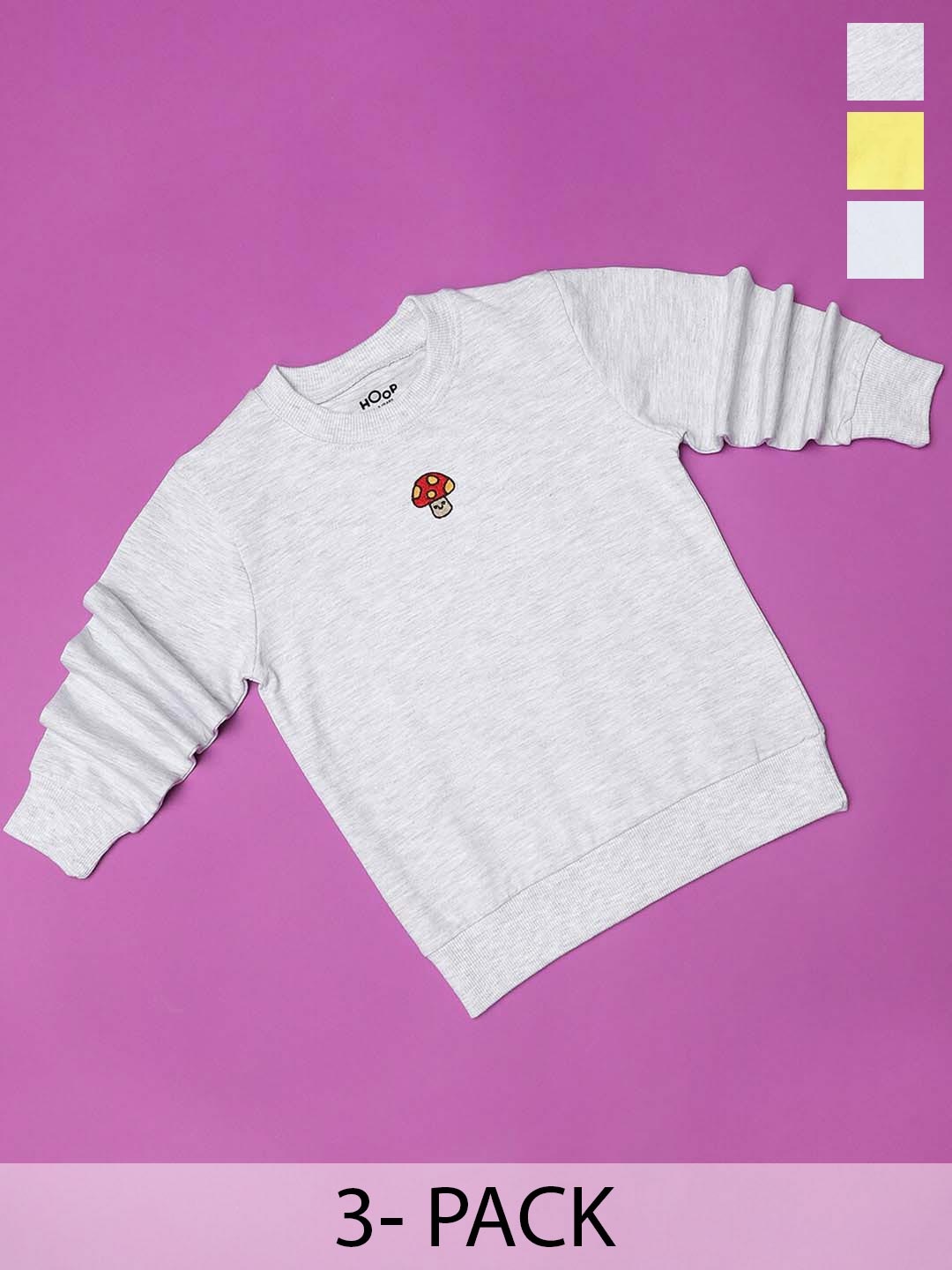 

Hoop Girls Pack Of 3 Round Neck Cotton Pullover Sweatshirts, Grey