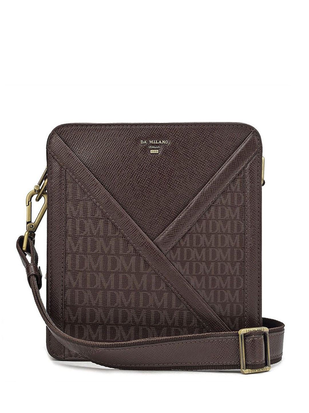 

Da Milano Men Leather Messenger Bag, Brown