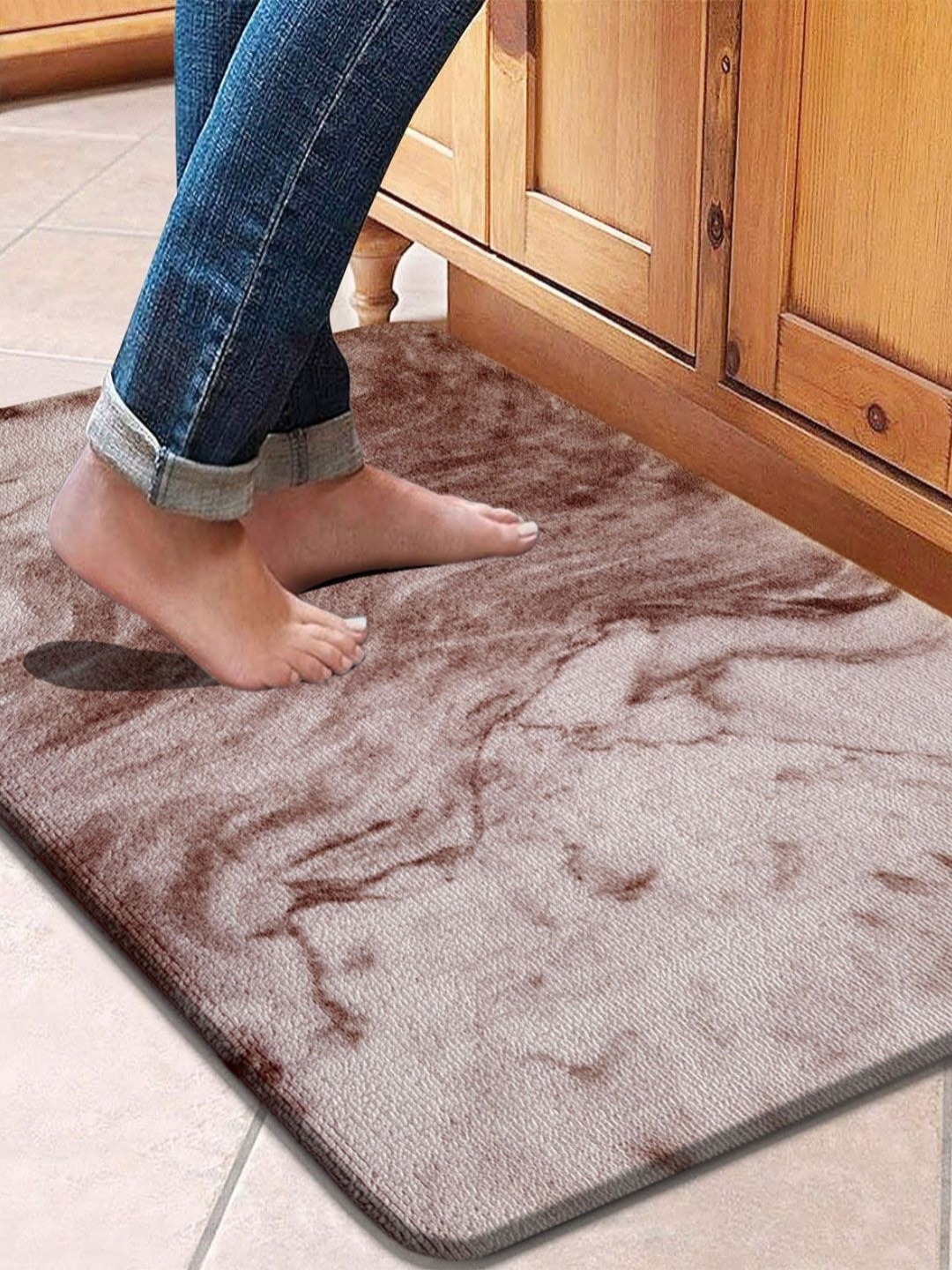 

LUXEHOME INTERNATIONAL Brown Printed Anti-Skid Doormat