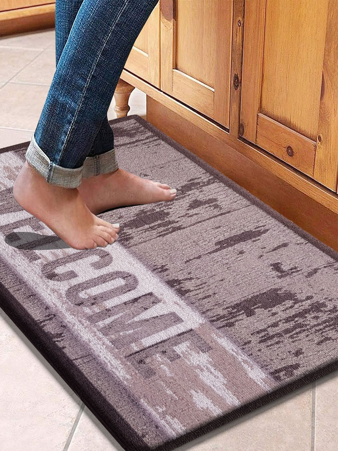 

LUXEHOME INTERNATIONAL Purple Printed Anti-Skid Doormat