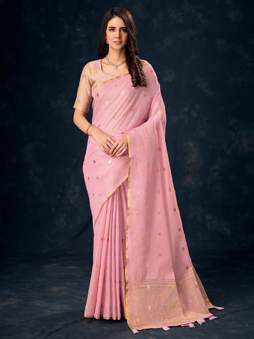 

Ishin Woven Design Tissue Saree, Pink