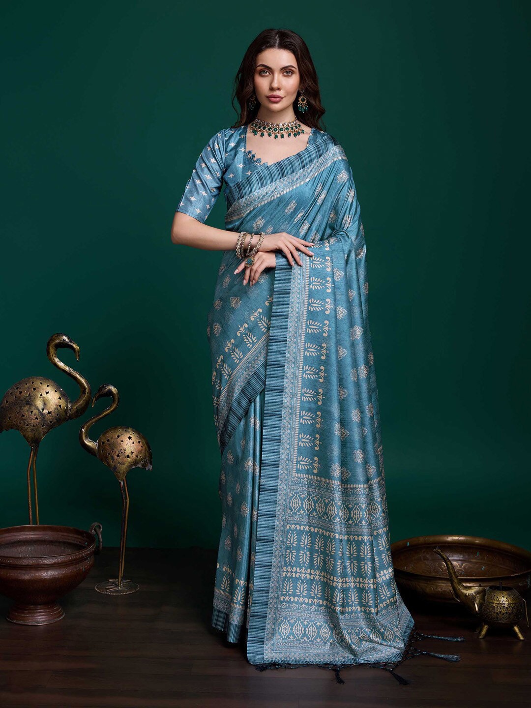 

Ishin Ethnic Motifs Sambalpuri Saree, Teal