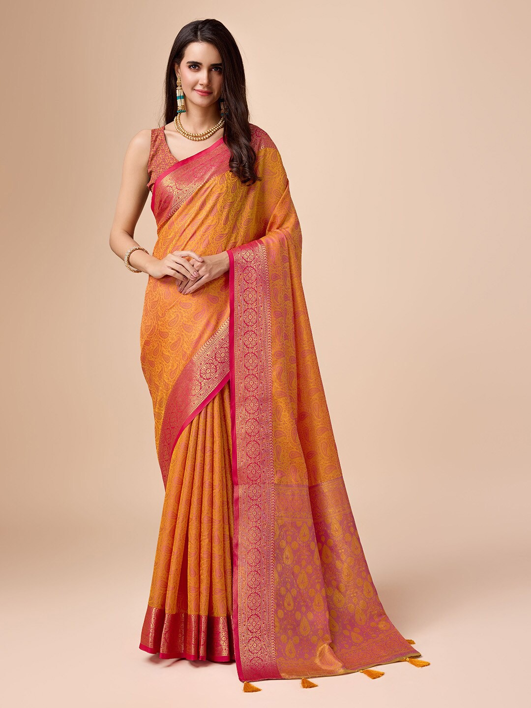 

Ishin Ethnic Motifs Zari Saree, Yellow