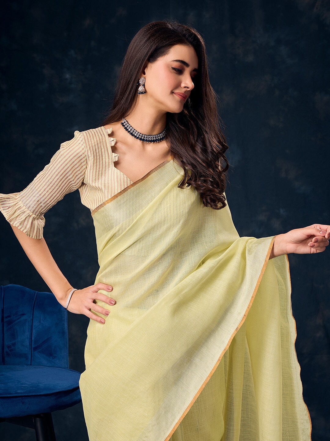 

Ishin Zari Tissue Saree, Yellow