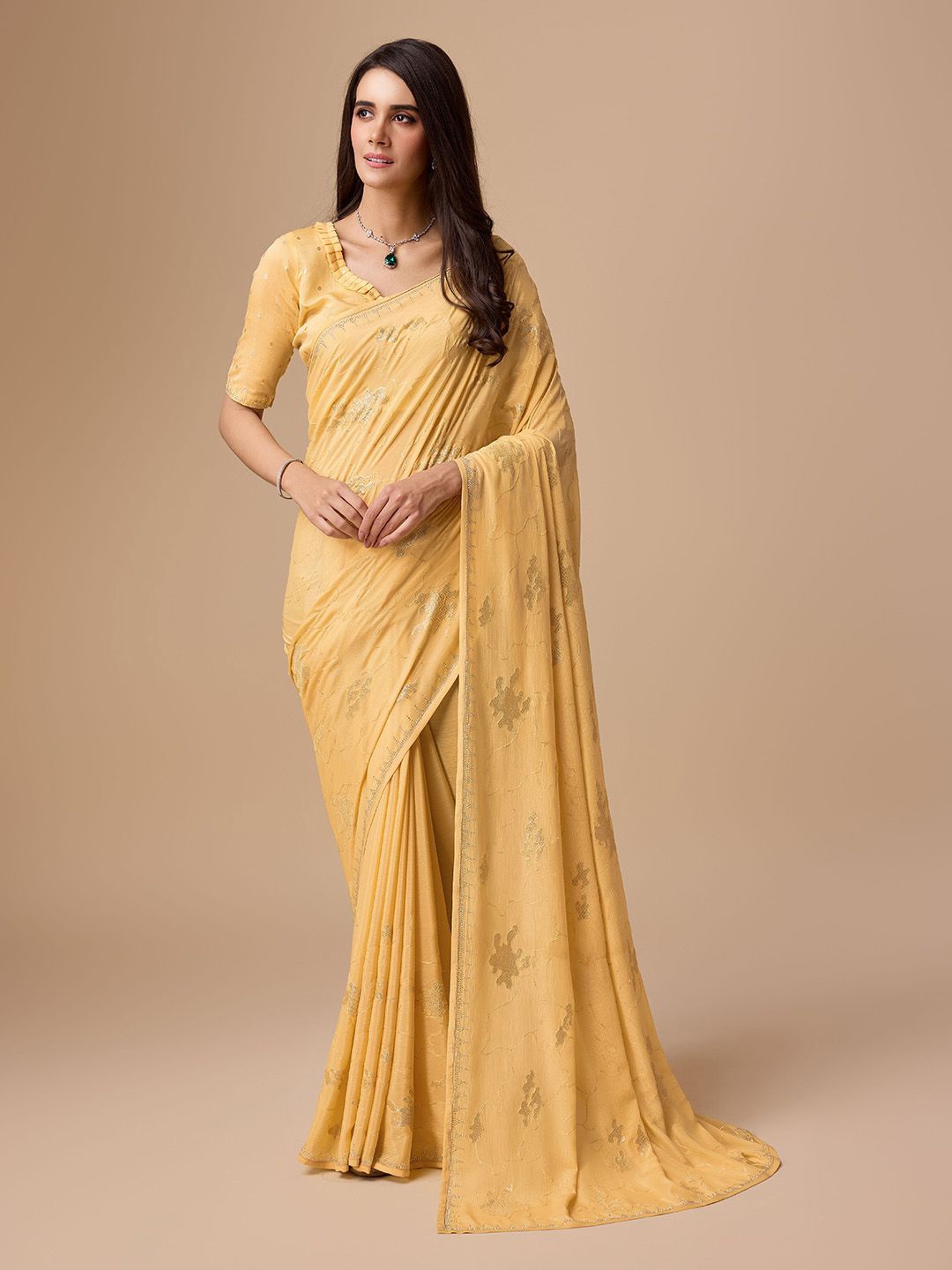 

Ishin Embellished Sequinned Saree, Yellow