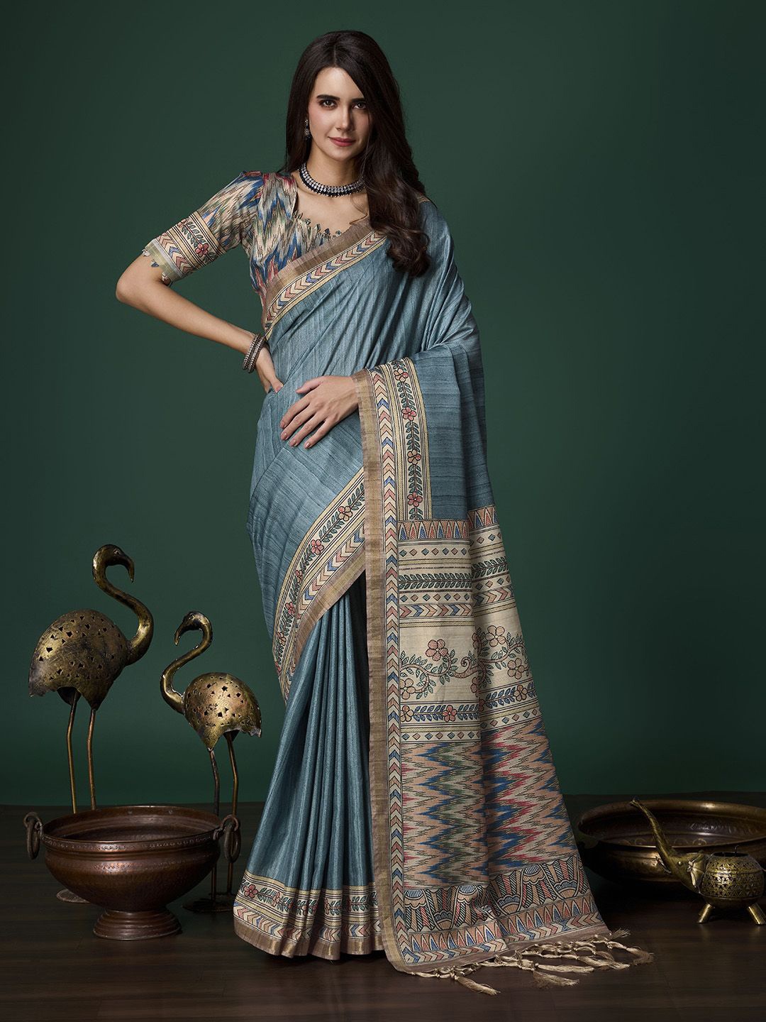 

Ishin Mangalagiri Saree, Teal