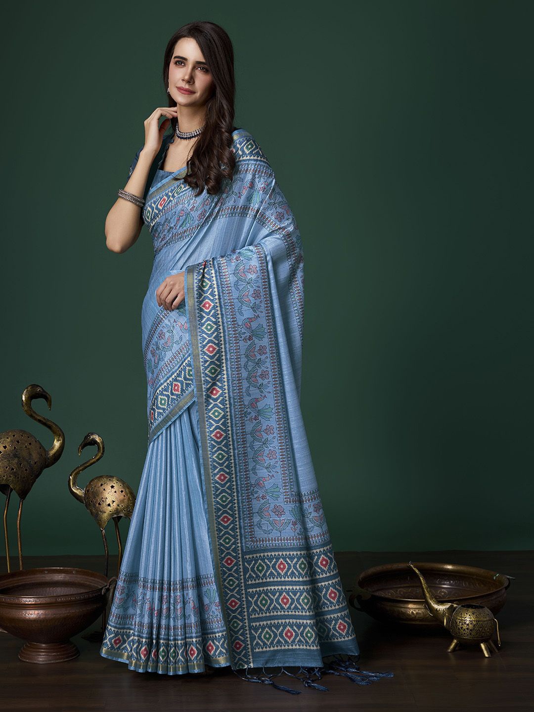 

Ishin Ethnic Motifs Zari Mangalagiri Saree, Blue