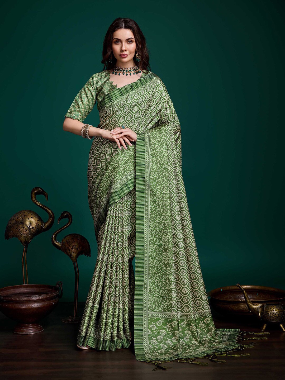 

Ishin Ethnic Motifs Sambalpuri Saree, Green