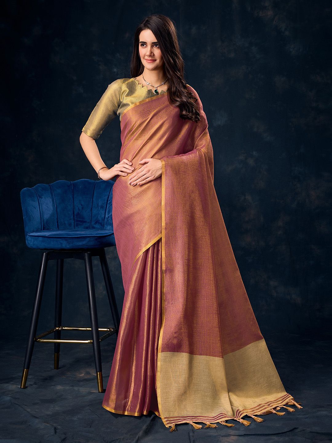 

Ishin Tissue Saree, Maroon