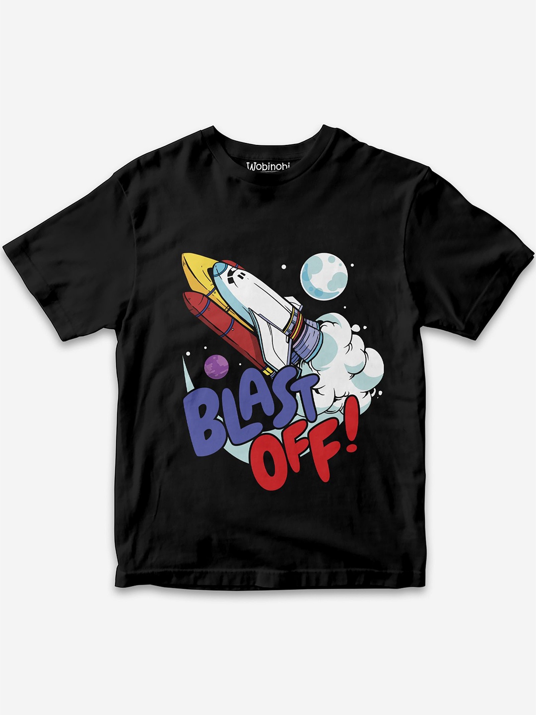 

Wobinobi Boys Space Print Bio Finish Pure Cotton T-shirt, Black