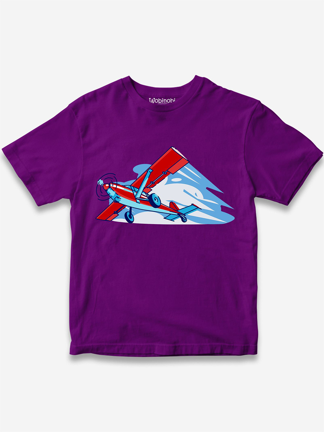 

Wobinobi Boys Airplane Print Bio Finish Pure Cotton T-shirt, Purple
