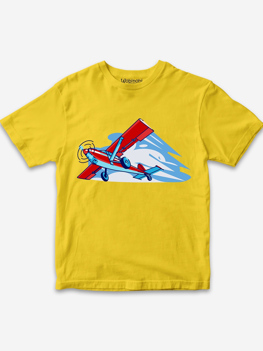 

Wobinobi Boys Airplane Print Bio Finish Pure Cotton T-shirt, Yellow